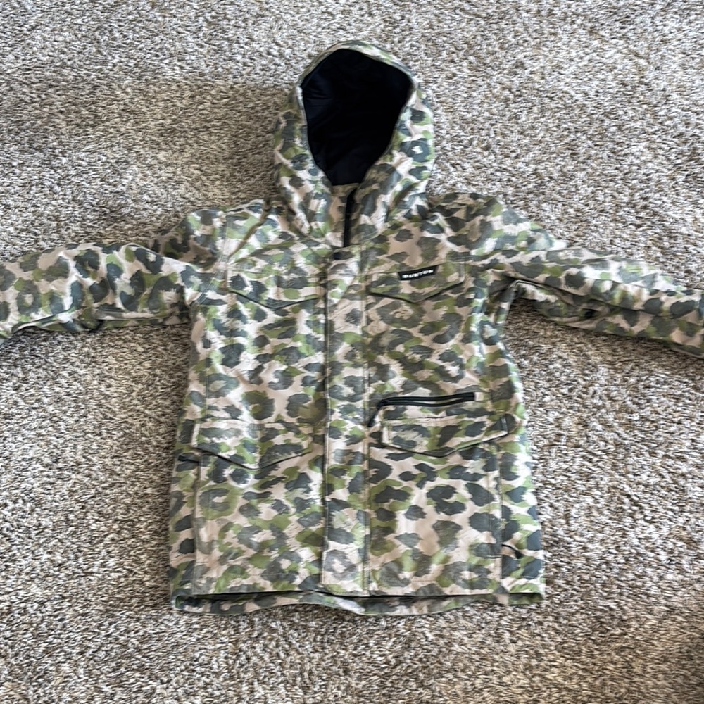 Burton Green and Gray Ski Snowboard Jacket with Hood